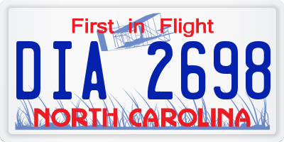 NC license plate DIA2698
