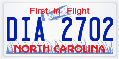 NC license plate DIA2702