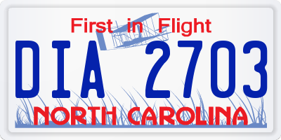 NC license plate DIA2703