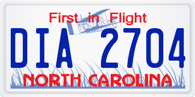NC license plate DIA2704