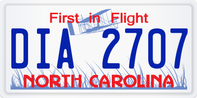 NC license plate DIA2707