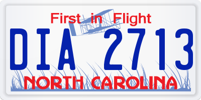 NC license plate DIA2713