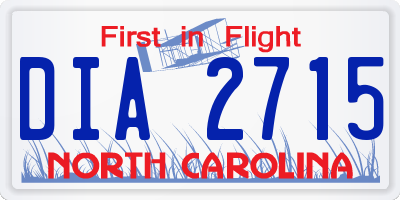 NC license plate DIA2715