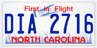 NC license plate DIA2716