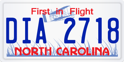 NC license plate DIA2718