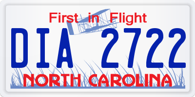 NC license plate DIA2722