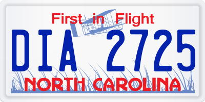 NC license plate DIA2725