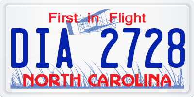 NC license plate DIA2728
