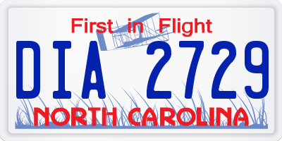 NC license plate DIA2729