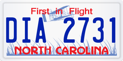 NC license plate DIA2731