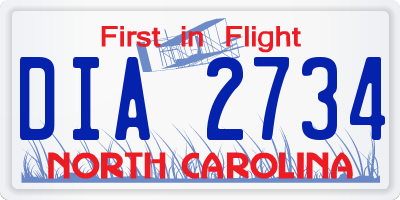 NC license plate DIA2734