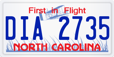 NC license plate DIA2735