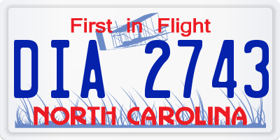 NC license plate DIA2743