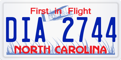 NC license plate DIA2744