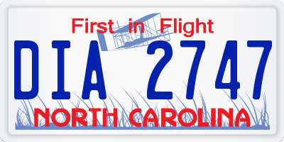 NC license plate DIA2747