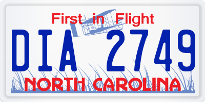 NC license plate DIA2749