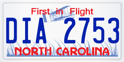 NC license plate DIA2753