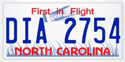NC license plate DIA2754