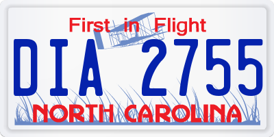 NC license plate DIA2755