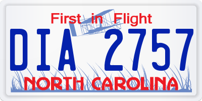 NC license plate DIA2757