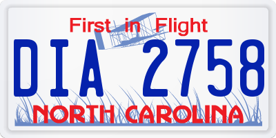NC license plate DIA2758