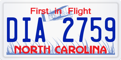 NC license plate DIA2759
