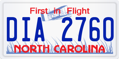 NC license plate DIA2760