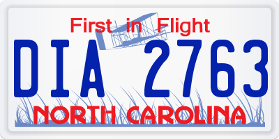 NC license plate DIA2763