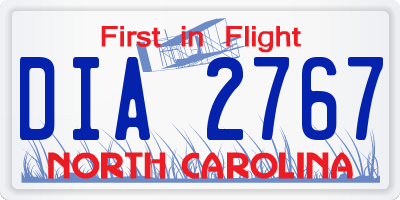 NC license plate DIA2767