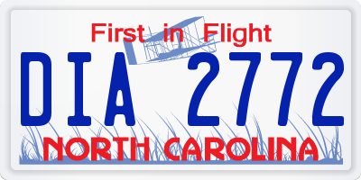 NC license plate DIA2772