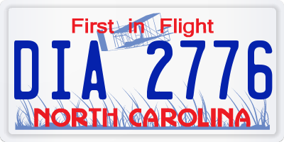 NC license plate DIA2776