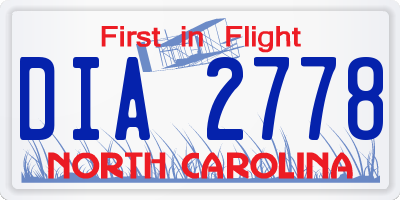 NC license plate DIA2778