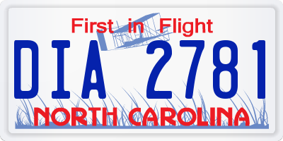 NC license plate DIA2781