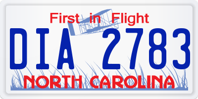 NC license plate DIA2783