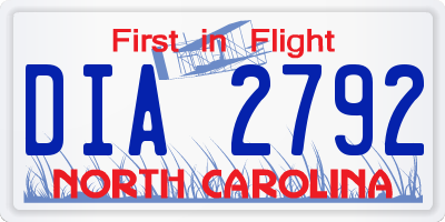 NC license plate DIA2792