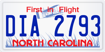 NC license plate DIA2793
