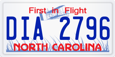 NC license plate DIA2796