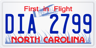 NC license plate DIA2799