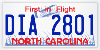 NC license plate DIA2801