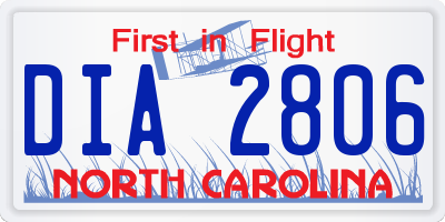 NC license plate DIA2806