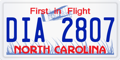 NC license plate DIA2807