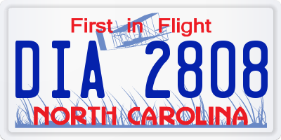 NC license plate DIA2808