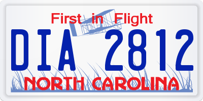 NC license plate DIA2812