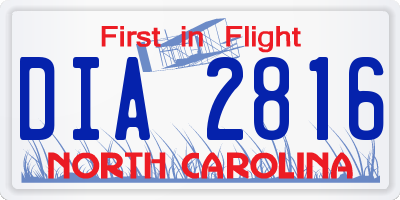 NC license plate DIA2816