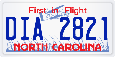 NC license plate DIA2821
