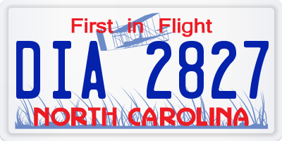 NC license plate DIA2827