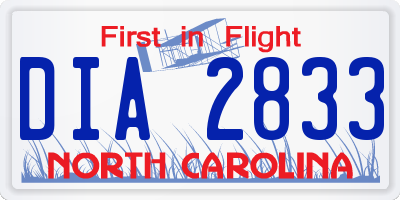 NC license plate DIA2833