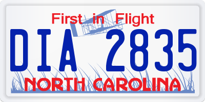 NC license plate DIA2835
