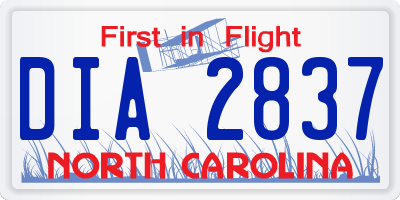NC license plate DIA2837