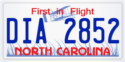 NC license plate DIA2852
